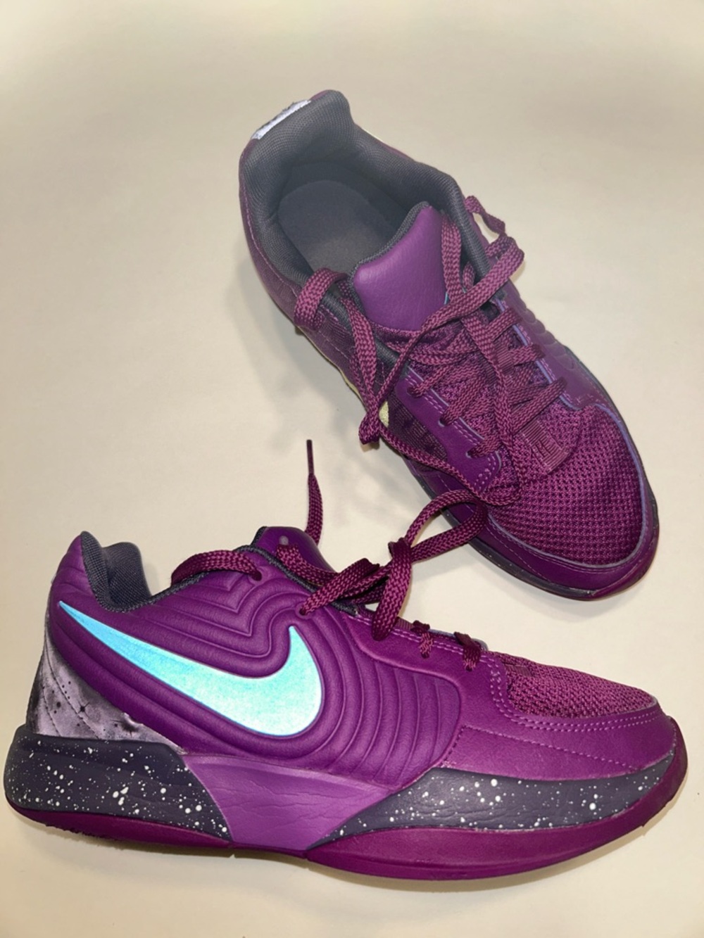 Nike Purple Sneakers with Iridescent Light Blue Swoosh